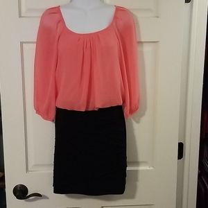 Coral and black dress